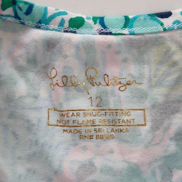 Lilly Pulitzer Girls Mini Sammy Pajama Set Multi Dive Bar Girls 12 Ocean Floral - Picture 6 of 15